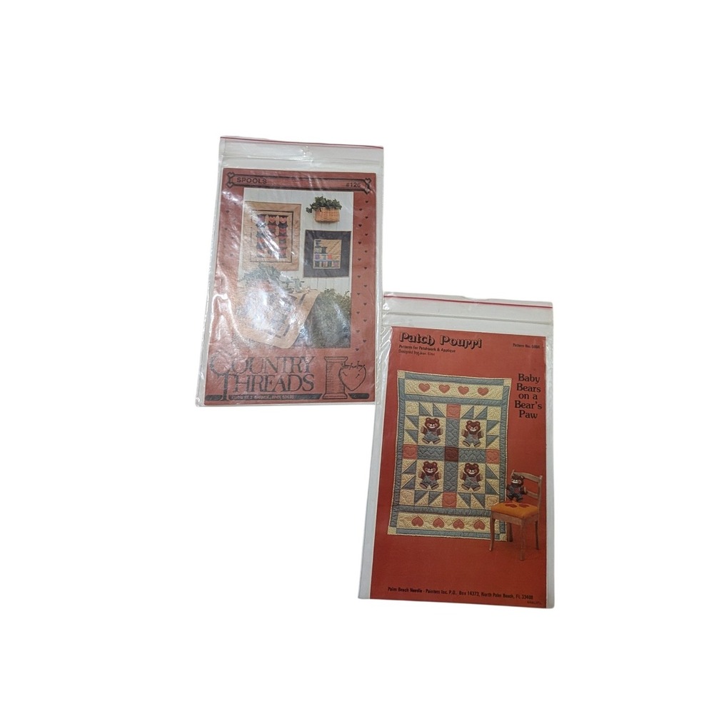 Country Threads Spools 126 & Patch Pourri Baby Bears Quilt Patterns Lot of 2